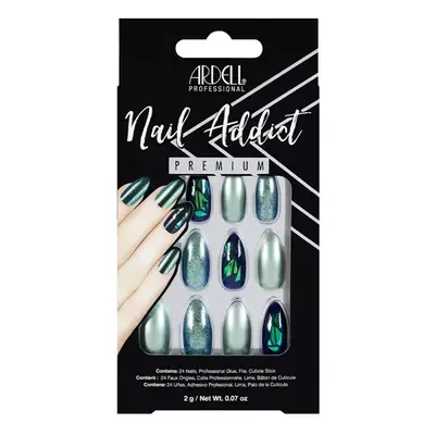 Ardell Nail Addict Green Glitter Chrome False Nails