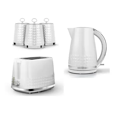 Tower Solitaire Kettle Slice Toaster & Canisters Set White & Chrome