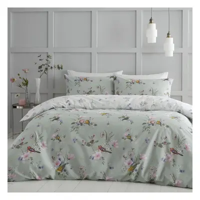 (Green, Double) Catherine Lansfield Songbird Reversible Duvet Cover Set