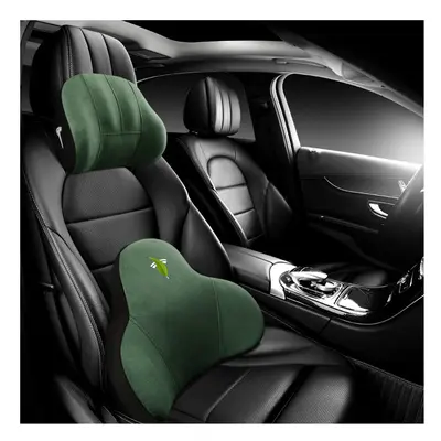 (Green Set) For Tesla Model Y X Car Seat Headrest Cushion Neck Pillow Backrest