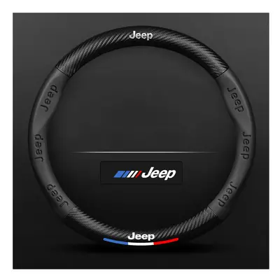 (Black) Car Stamped Carbon Fiber Steering Wheel Cover for Jeep Wrangler Cherokee