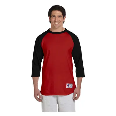 Champion Men's Raglan Baseball T-Shirt Scarlet/Black Medium