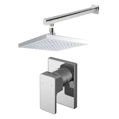 Empire Concealed Square Manual Valve, Arm & Head Shower Bundle Set - Chrome - Balterley