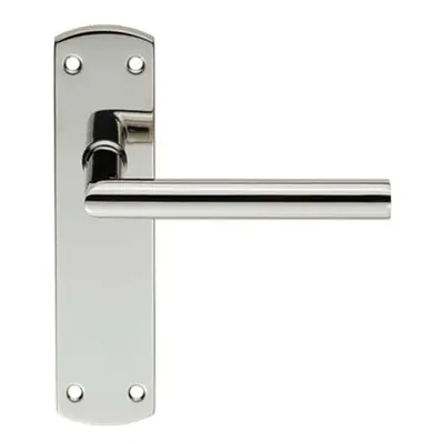 Mitred Lever Door Handle on Latch Backplate x 44mm Polished Steel