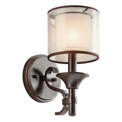 Wall Light LIGHT UMBER METALLIC FROSTED Shade Mission Bronze LED E14 60W