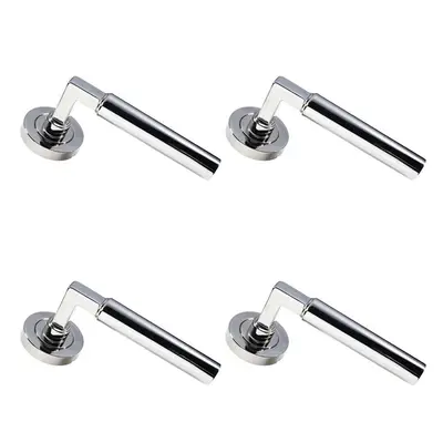 4x PAIR Straight Round Bar Handle on Round Rose Concealed Fix Polished Nickel