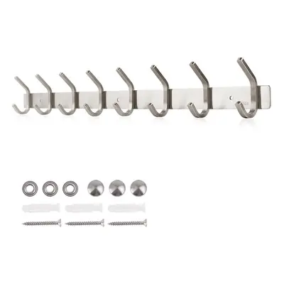 Coat Hook Rack Wall Mounted Stainless Steel Hanger Heavy Duty Clothes Hat Holder (8 Hooks)