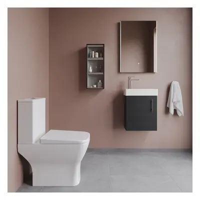 Saint Cloakroom Set - Wall Hung Vanity Basin Unit, Toilet Pan, Cistern, Seat & Mini Basin Tap - 