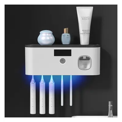 (black) Electric Toothbrush Uv Sterilization Drying Holder Wall Mounted Toothpaste Squeezer For 