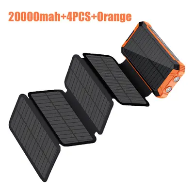 (20000mah-4PCS-Or) Portable Solar Panel Power Bank 20000mAh 12V 5V Usb Portable Solar Cell Solar