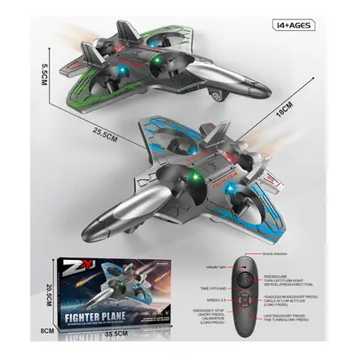 (Blue Upgraded) 2.4G Remote Control Fighter With LED Colorful Lights Electric Foam Glider Stunt 