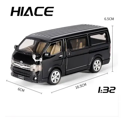 (Black) 1/32 Scale Hiace MPV Zinc Alloy Car Model Toys Diecast Van Simulated Business Vehicles L