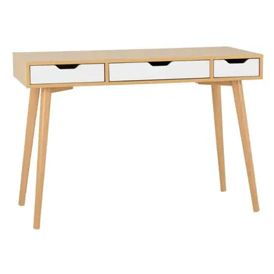 Seville Drawer Console Table White Gloss/Light Oak Effect Veneer