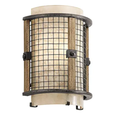 Wall Light Mesh Surrounds Mica Glass Shade Rustic Style Anvil Iron LED E14 60W