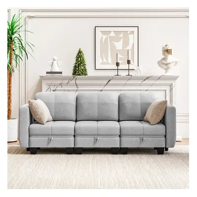 (3 Seater Sofa) Hello-5ive Sofa Fabric Sofa Bed with Storage and Removable Back Cushion Covers