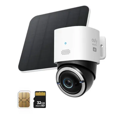 eufy Security 4G LTE Cam S330 with Wi-Fi, 4K UHD Pan Tilt, Wireless, Solar Powered with Solar Pa