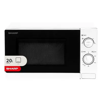 Sharp R20DWM 20L Solo Microwave Oven, 800W, White