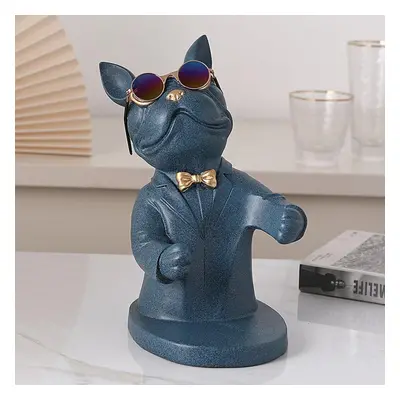 (blue) French Bulldog Sculpture Figurine Wine Rack Wine Bottle Holder Modern Living Room Decorat