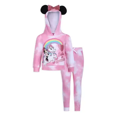 Disney Minnie Mouse Girls Hoodie and Jogger Pants Set for Toddler and