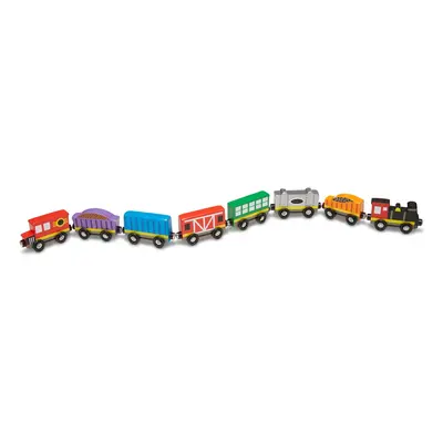 Melissa & Doug Wooden Magnetic Train Cars - Piece Educational and Skill-Building Wooden Toy for 