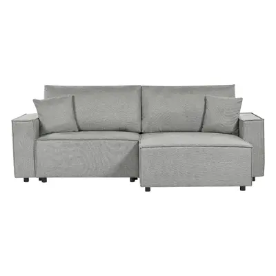 Left Hand Fabric Corner Sofa Bed with Storage Grey KARILA