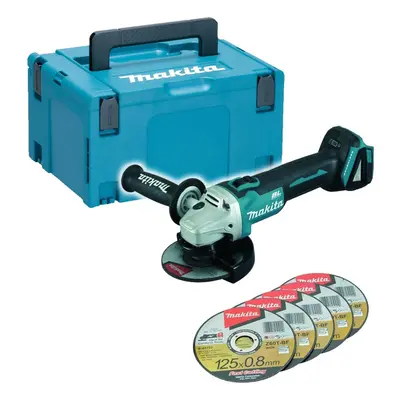 Makita DGA504Z 18v Brushless 125mm Angle Grinder Lithium Bare + Discs + Case