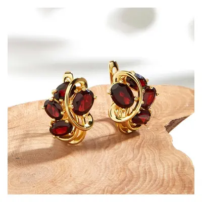 (red) Clip Earrings Sterling Silver Natural Red Garnet Gemstone Fine Jewelry For Women Girls Dai