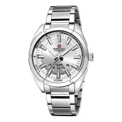 (Silver) Naviforce Business Casual Fashion Waterproof Full Steel Quartz Watches for Men