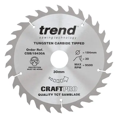 Trend CSB/18430A Craft Pro Combination TCT Blade for Circular Saw, Tungsten Carbide Tipped, 184m