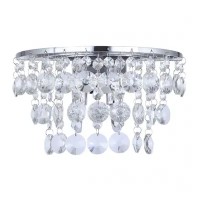 Litecraft Montego Wall Light Crystal Effect Fitting - Polished Chrome