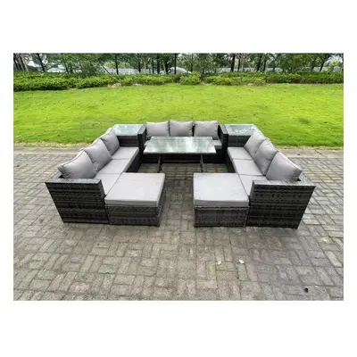 Fimous Seater Wicker PE Rattan Outdoor Furniture Lounge Sofa Garden Dining Set with Dining Table