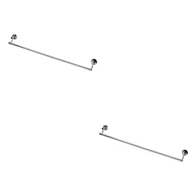 2x Single Bathroom Towel Rail Bar 472mm Fixing Centres Polished Chrome