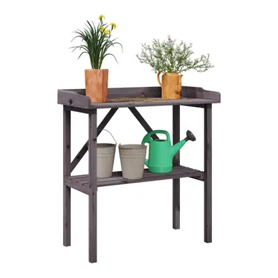 vidaXL Plant Table with Shelf Grey 78x38x82.5 cm Solid Wood Fir