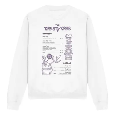 (XL, White) SpongeBob SquarePants Unisex Adult Krusty Krab Menu Sweatshirt