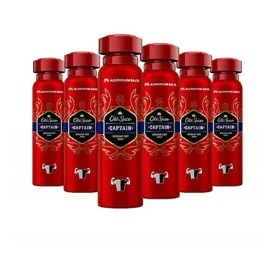 Captain Deodorant Body Spray | Pack of (6 x ml) | Deodorant Spray Without Aluminium for Men | Me