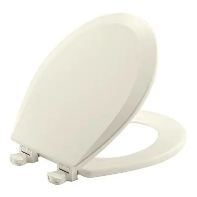 BEMIS 500EC Toilet Seat with Easy Clean & Change Hinges, ROUND, Durable Enameled Wood, Biscuit/L