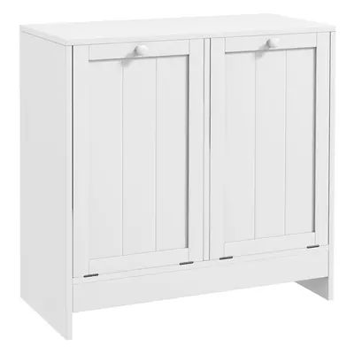 kleankin Tilt-out Laundry Storage Cabinet with Compartment Hampers, White