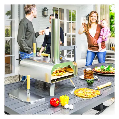 Outsunny Portable Wood Pellet Pizza Oven with Foldable Legs Inch Stone