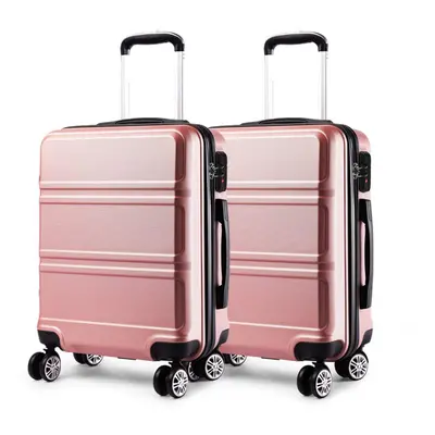 (nude+nude) 20+20 inch 2Pcs Colorful ABS Cabin Suitcase With TSA Lock