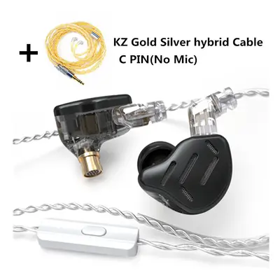 (black with mic(GS)) KZ ZAX 1DD 7BA Hybrid In Ear Earphones Driver Unit Headset HIFI DJ