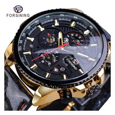 (tan) Forsining2022 New Three-disc Sports Automatic Mechanical Strap Calendar Men&apos;s Top Wat