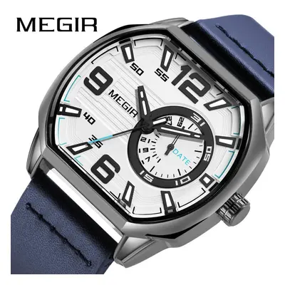 (White) MEGIR Business Watches for Men Top Brand Luxury Stylish Man Watch Military Quartz Clocks