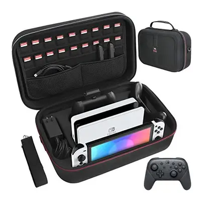 (Black) Carrying Storage Case Compatible with Nintendo Switch & OLED Model, Switch Case with Gam