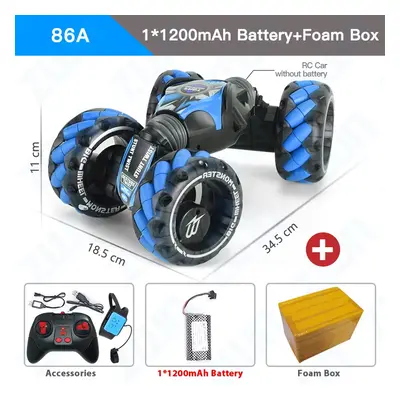 (86A Blue 1B FB) ZWN 1:12 4WD RC Car Radio Gesture Induction Music Light Stunt Remote Control Ca