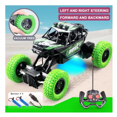 (black green YK004-2B) Remote control car with colorful flashing lights, rubber wheels, off-road