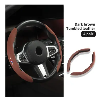 (Dark Brown) Car Steering Wheel ABS Cover Trim Fur Leather For BMW G20 G30 G32 GT