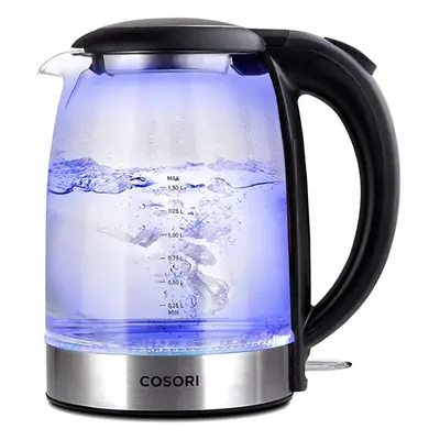 COSORI Electric Kettle Glass, Fast Boil Quiet, 3000W 1.5L with Blue LED, Stainless Steel Filter,