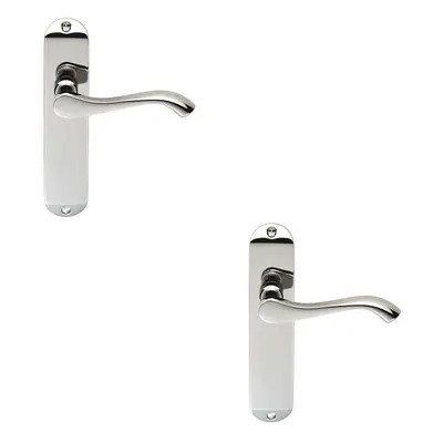 2x PAIR Scroll Lever Door Handle on Latch Backplate x 40mm Polished Chrome