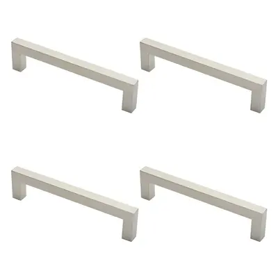 4x Square Mitred Door Pull Handle x 19mm 225mm Fixing Centres Satin Steel