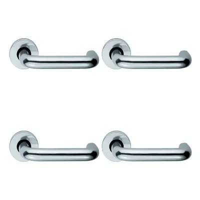 4x PAIR 19mm Round Bar Safety Lever Concealed Fix Round Rose Polished Aluminium